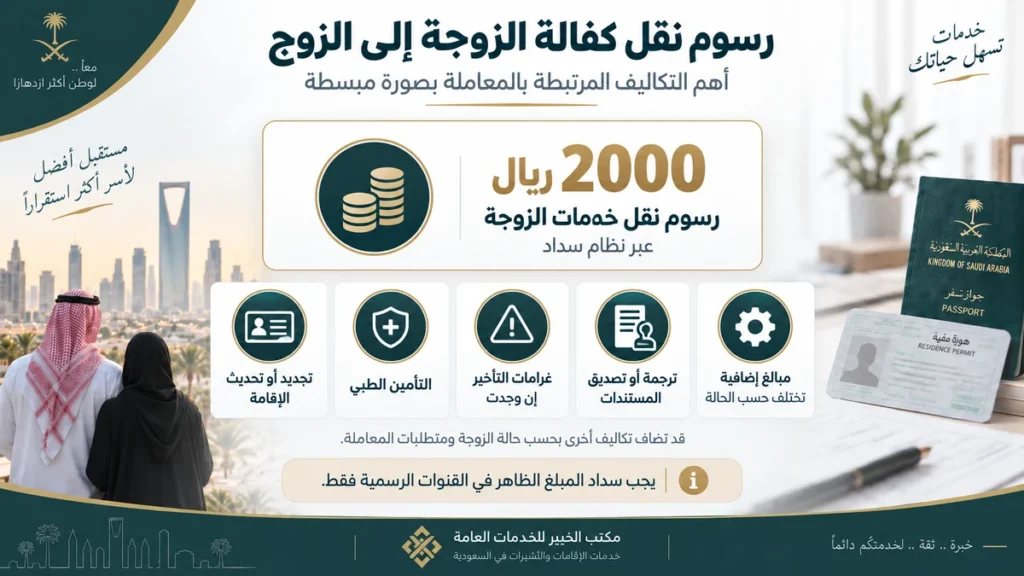 رسوم نقل كفالة الزوجة إلى الزوج في السعودية