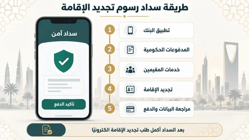 طريقة سداد رسوم تجديد الإقامة عبر البنك