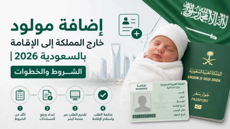 إضافة مولود خارج المملكة إلى الإقامة بالسعودية 2026 | الشروط والخطوات