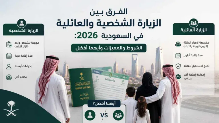 الفرق بين الزيارة الشخصية والعائلية في السعودية 2026: أيهما الأفضل لك؟