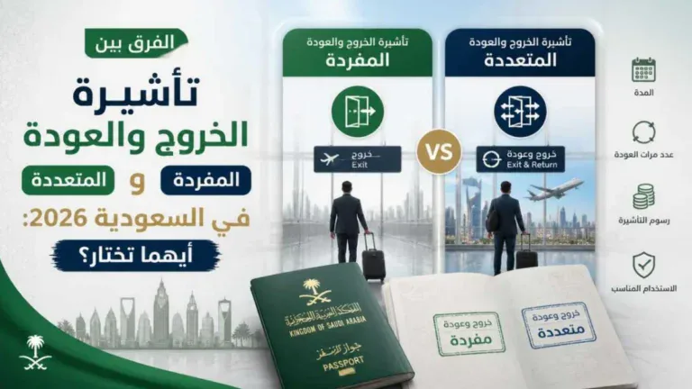 الفرق بين تأشيرة الخروج والعودة المفردة والمتعددة في السعودية 2026: أيهما تختار؟