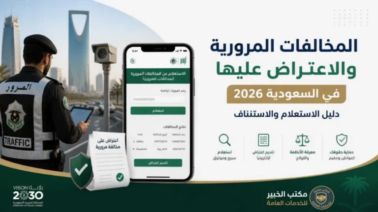 المخالفات المرورية والاعتراض عليها في السعودية 2026: دليل الاستعلام والاستئناف