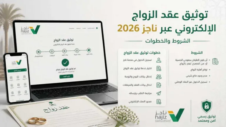 طريقة توثيق عقد الزواج الإلكتروني عبر ناجز