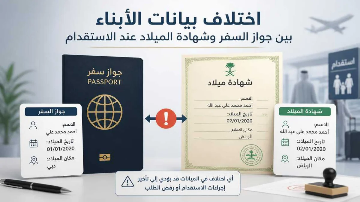اختلاف بيانات الأبناء في الاستقدام بين جواز السفر وشهادة الميلاد