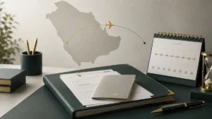 ملف إقامة وجواز سفر يوضحان أثر السفر خارج السعودية على طلب التجنيس